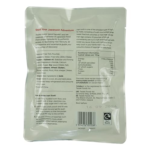 Yutaka Seasoned Soybean Curd Sushi Pockets Inari 10pc (180g) | Ready-to-Use Vegan Tofu Pouches 4