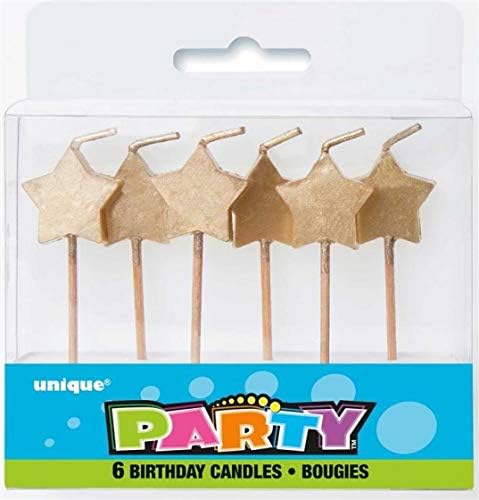 Sparkling Gold Star Birthday Candles - Pack of 6 4
