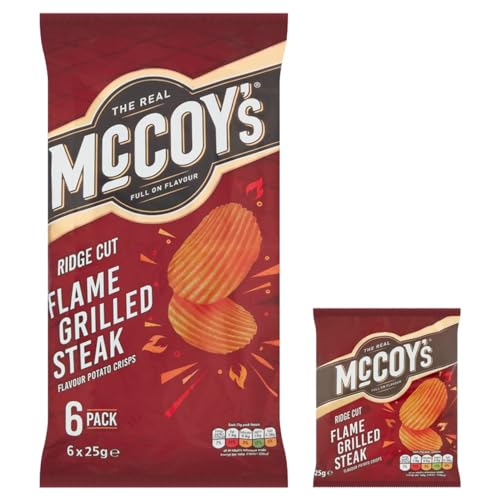 McCoys Flame Grilled Steak Crisps 25g (Pack of 6) - Ridged Crisps with Bold Steak Flavour 7