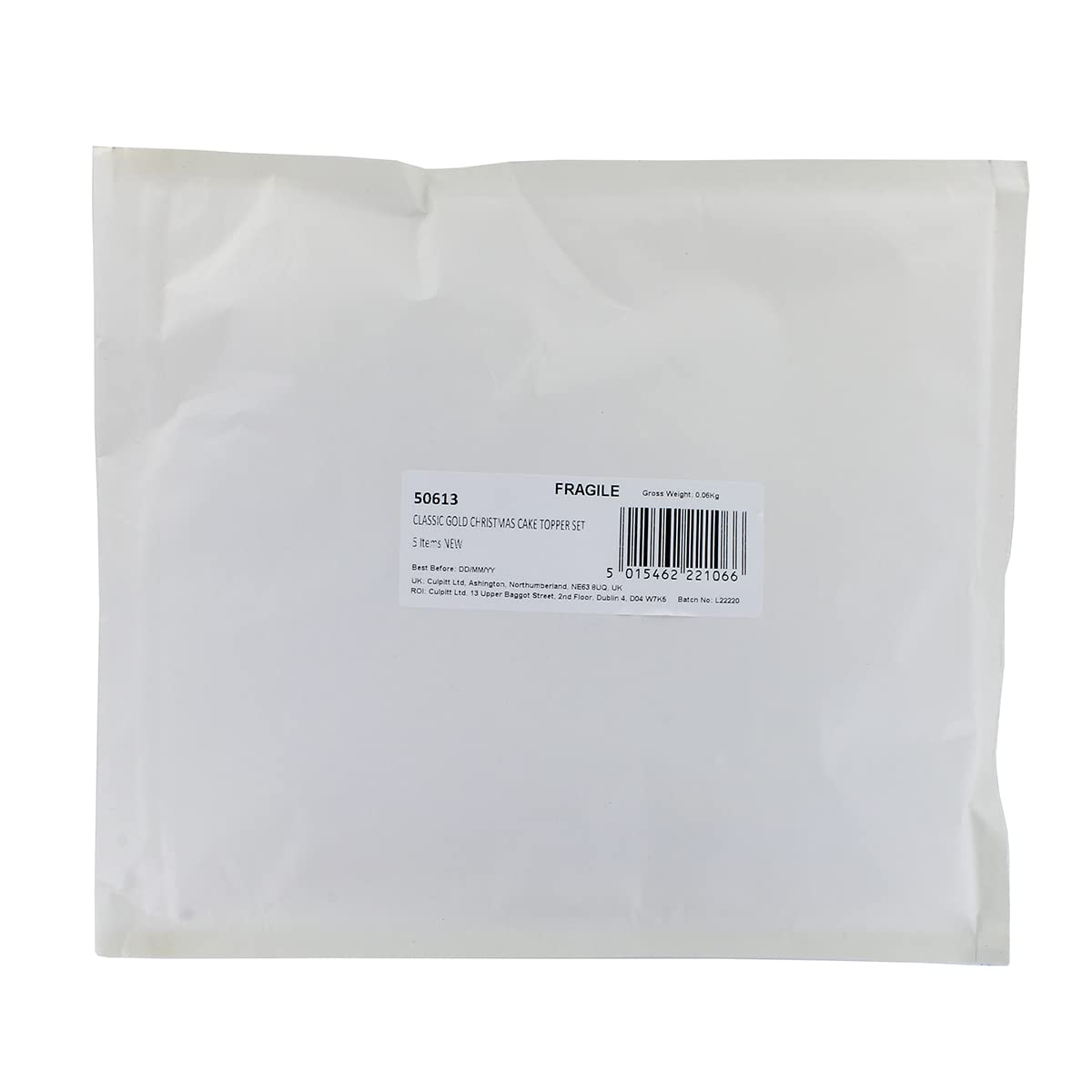 Culpitt Classic Gold Christmas Cake Decoration Kit - 5-Piece Reusable Cake Toppers Set 14