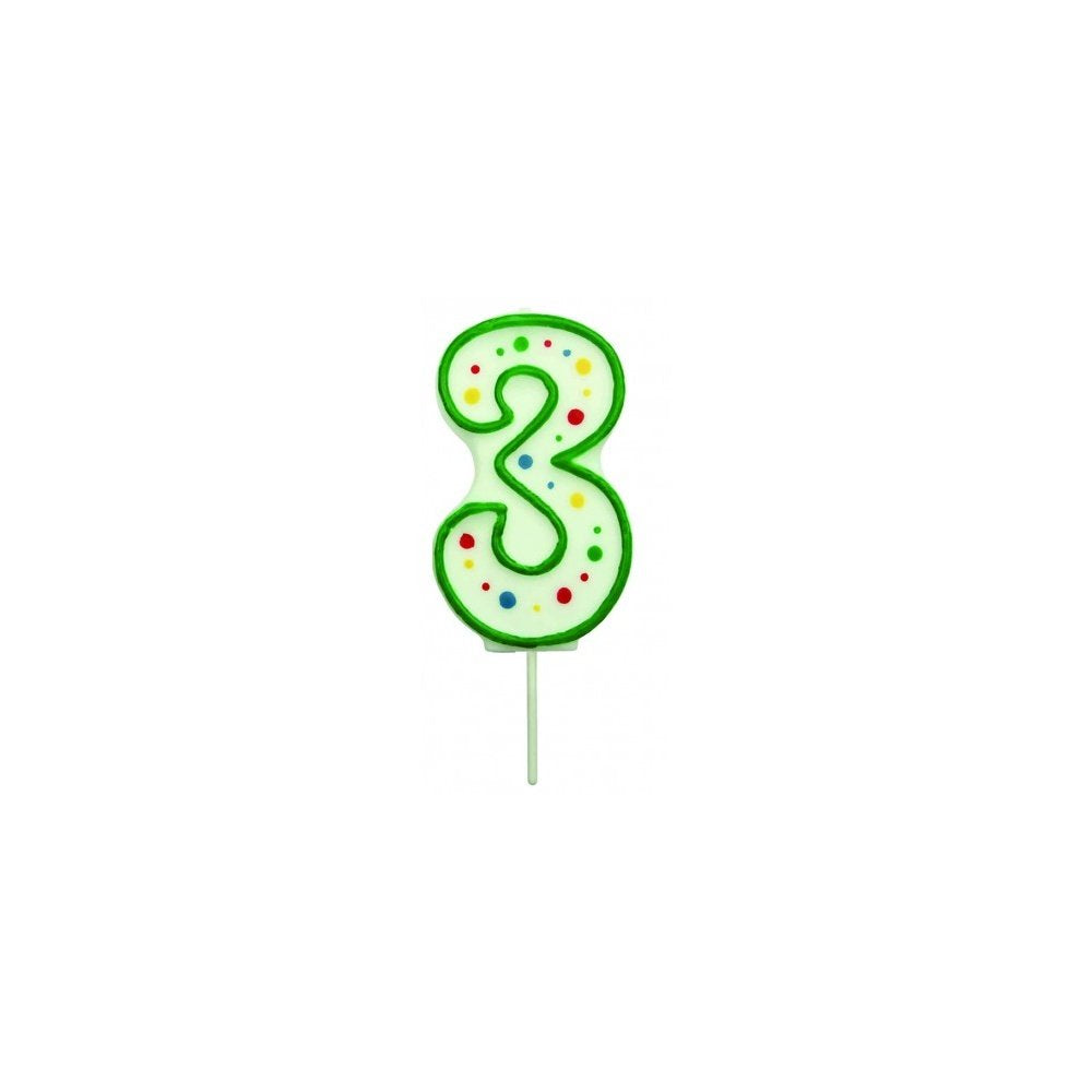 PME Green Number 3 Candle - Large Size Cake Decoration