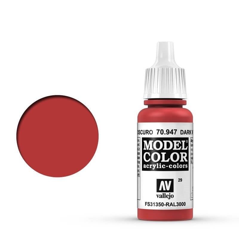 Vallejo Model Color Acrylic Paint - Dark Vermilion Red | 17 ml | Non-Toxic