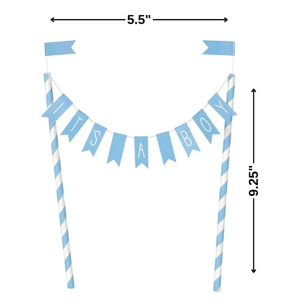 Unique It's a Boy Premium Blue Baby Shower Bunting Cake Topper (13cm x 23cm)