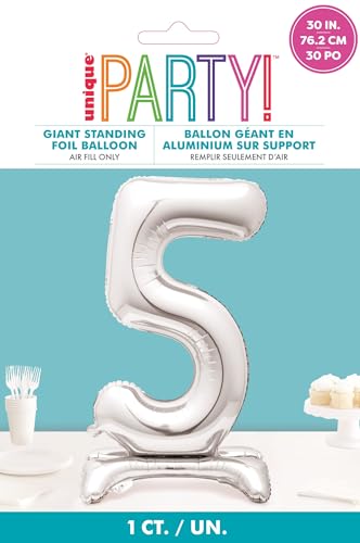 Majestic Silver Number 5 Foil Balloon - Elegant Party Decor for Milestone Celebrations 3
