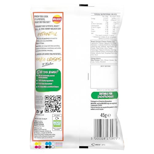 Walkers Roast Chicken Crisps 45g (Case of 32) - 100% British Potatoes, No Artificial Colours 5