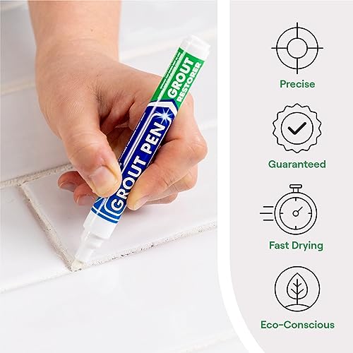 Twin Pack White Grout Pen - Restore & Protect Tile Grout Lines in Kitchens & Bathrooms