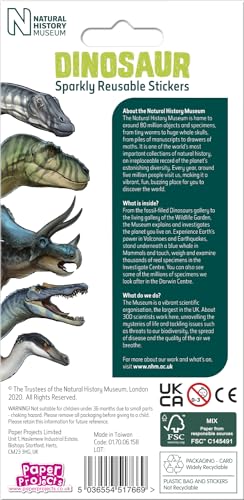Paper Projects - Natural History Museum Dinosaurs Sparkly Reusable Stickers 4