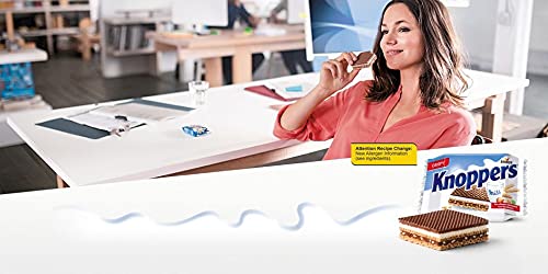 Knoppers Chocolate Hazelnut Wafers, Crispy Cream Filled Snack Bars, Individually Wrapped (Pack of 24, 25g Each)