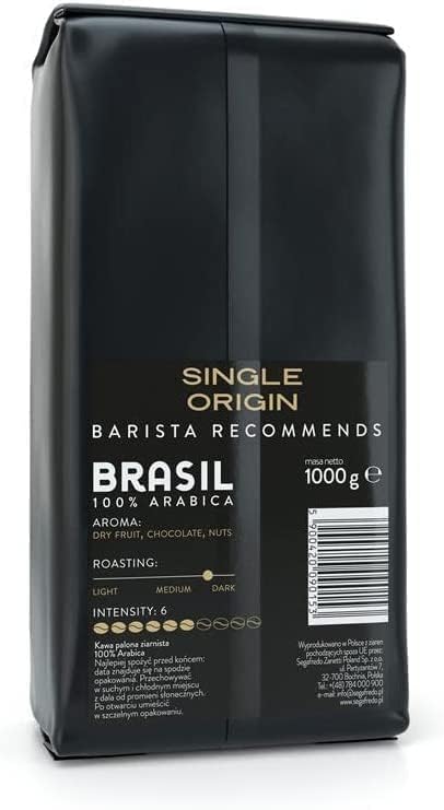 Segafredo Zanetti Single Origin Brasil 100% Arabica Coffee Beans - 1kg