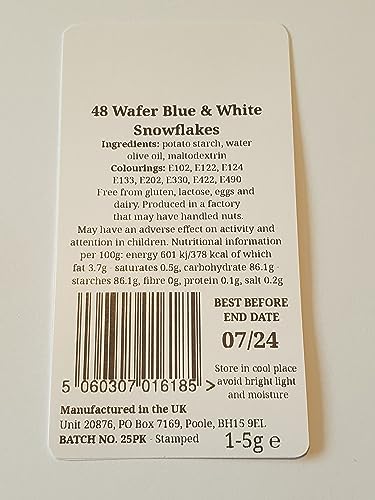 Toppercake Edible Wafer Snowflake Cake Toppers - Blue and White, 48-Piece Pack 5