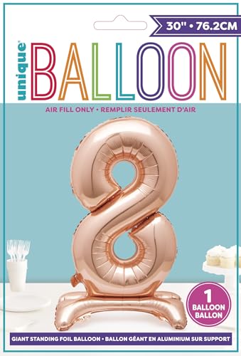 Rose Gold Foil Number 8 Balloon - 76cm Free-Standing Party Decor 4