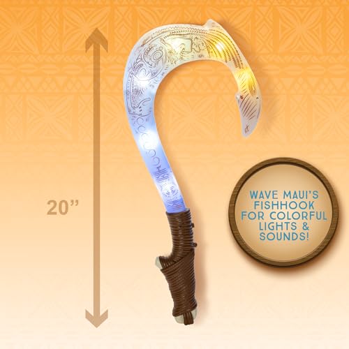 Disney Moana 2 Maui's Magical Fishhook - Motion-Activated Lights & Sounds, 20" Hero Hook for Kids 3+ 6