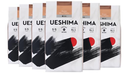 Ueshima Coffee Company Fuji Mountain Whole Coffee Beans - Bold Roast Strength 5 | 200g Pack of 6
