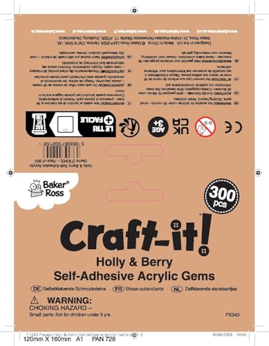 Baker Ross FX343 Holly and Berry Self-Adhesive Acrylic Jewels - Pack of 300 9