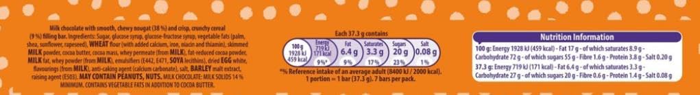 Cadbury Double Decker Chocolate Bars - Crispy Cereal & Chewy Nougat in Milk Chocolate, 7-Pack