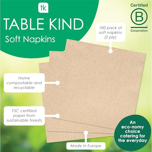 Talking Tables Table Kind 100er-Pack weiche Servietten aus Recyclingpapier, braun, 2-lagig, 33 cm 9