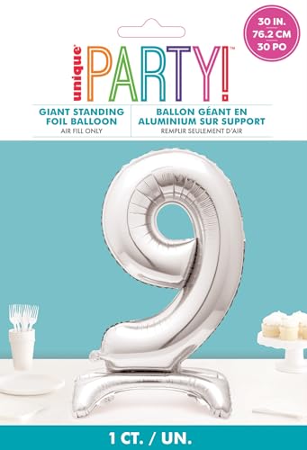 Majestic Silver Number 9 Foil Balloon - 76cm Standalone Party Decor 3