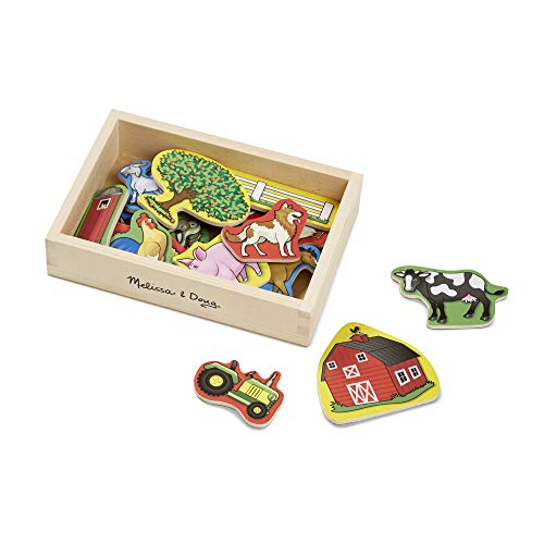Melissa & Doug 20 Wooden Farm Magnets in a Box - Educational Magnetic Playset for Toddlers 2+ 3