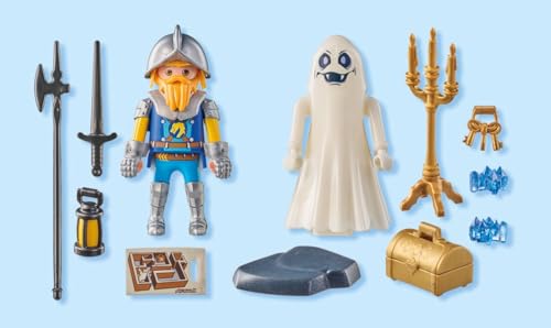 Playmobil Novelmore Castle Ghost and Knight Playset - Glow in the Dark Action Figures for Kids 4+