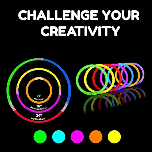 SHATCHI 100Pcs Glow Sticks 8" with Connectors - Neon Party Favors for Halloween, Rave, Birthday, Camping & 80s Themed Events 15