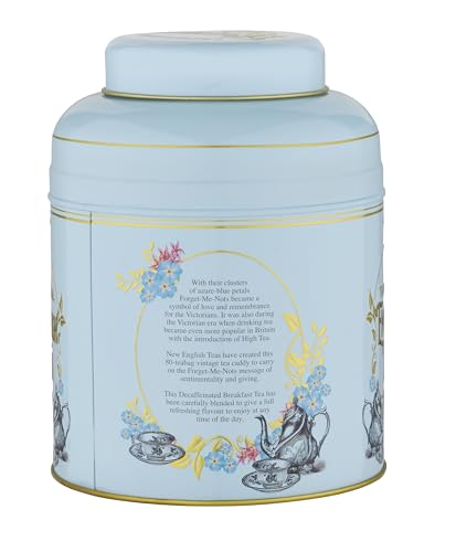 New English Teas Vintage Victorian Powder-Blue Tea Caddy with 80 Decaffeinated English Breakfast Teabags 8