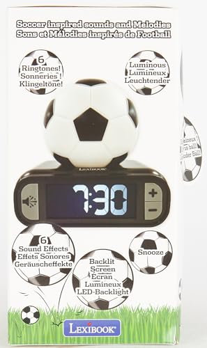 LEXIBOOK Digital Alarm Clock with Night Light - Soccer Ball Design, Snooze & Light-Up Features 16