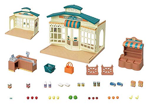 Sylvanian Families Grocery Market Playset - 20-Piece Role Play Set for Ages 3+