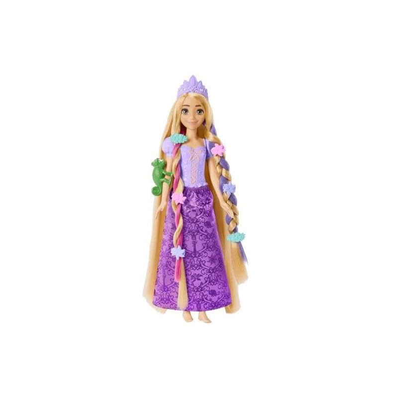 Mattel Disney Princess Rapunzel Doll - Color-Change Hair Extensions & 12 Accessories | Ages 3+ 4