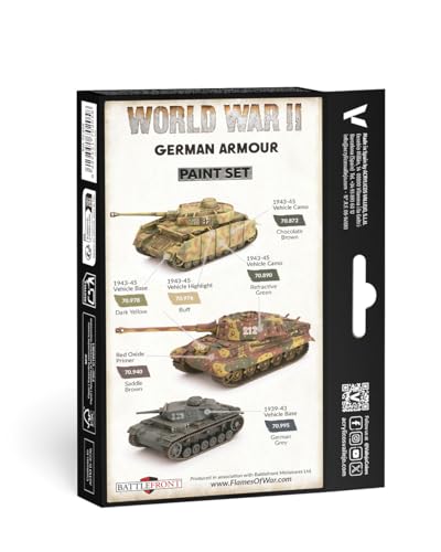 Vallejo WWII German Armour Model Paint Set - Acrylic Colors for Miniatures (VAL70205)