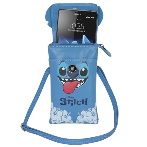 Disney Lilo and Stitch Tongue-Mobile Phone Bag, Blue, 12 x 20 cm