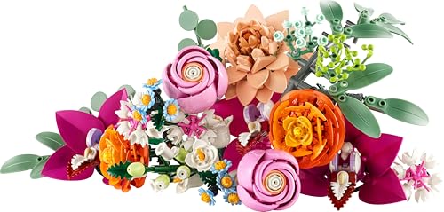 LEGO Pretty Pink Flower Bouquet 10342 - Buildable Floral Home Decor Set for Adults 10