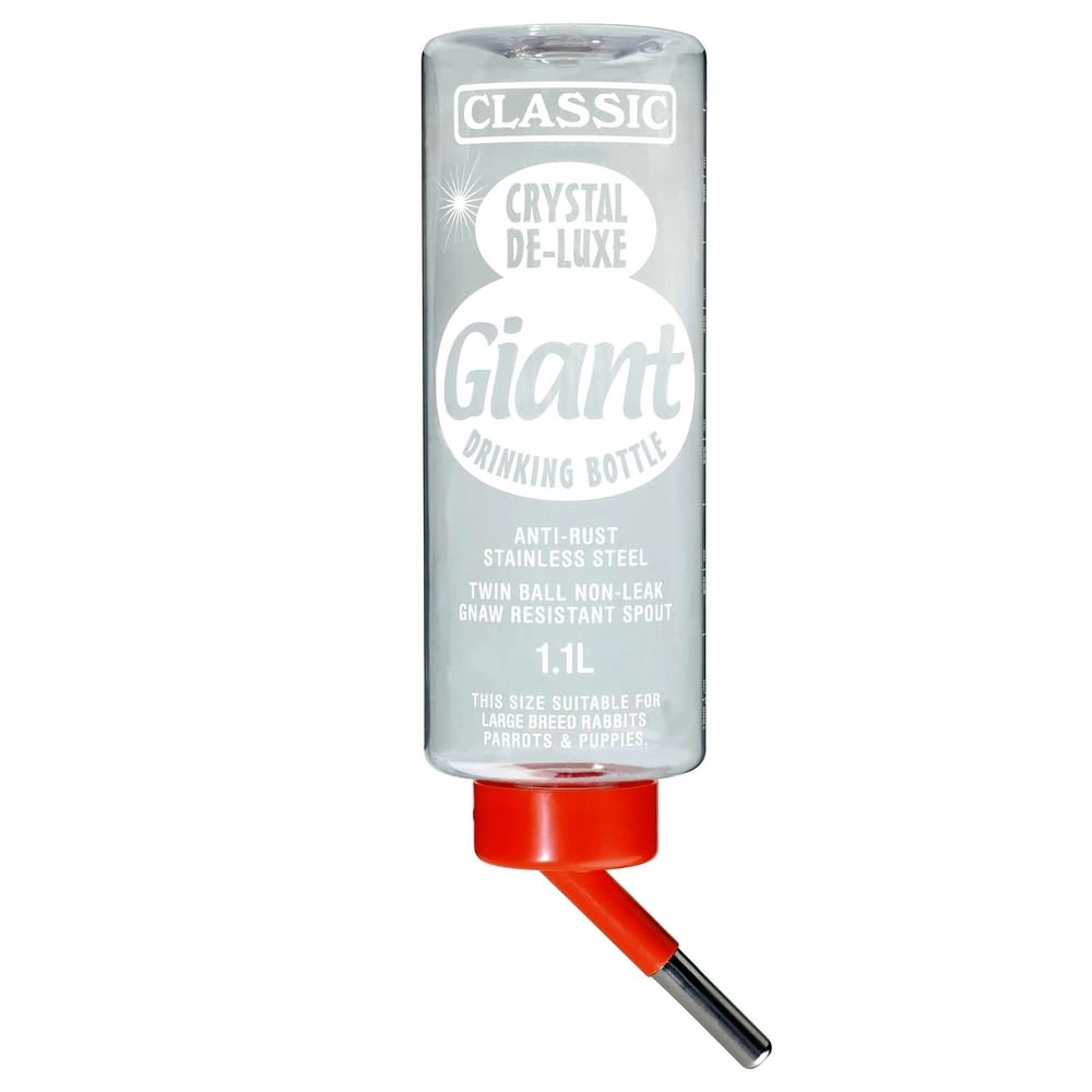 CLASSIC Crystal Deluxe 'Giant' Water Bottle - 1100ml Capacity | Drip-Resistant Spout | Wire Cage Hanger