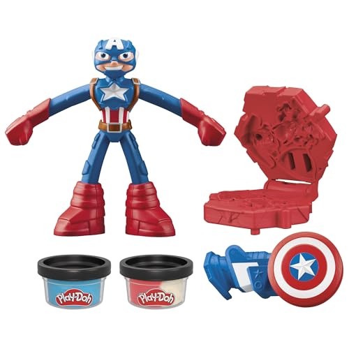 Play-Doh Marvel Captain America Stamping Shield Action Figure Playset | Ages 4+ 2