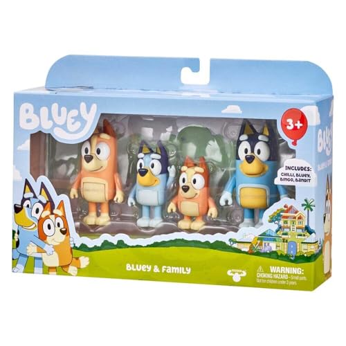 Bluey Family 4-Pack Figurines - Poseable Characters for Imaginative Play