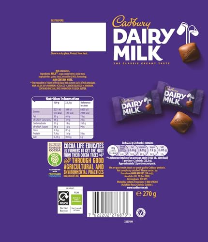 Cadbury Dairy Milk Chocolate Chunk Pouch - Creamy Milk Chocolate Pieces, 270g 7