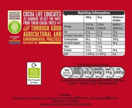 Cadbury Bournville Dark Chocolate Giant Buttons, Sharing Bag, 100g