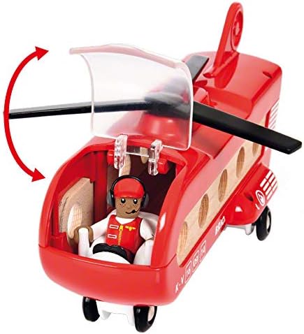 BRIO World Airport Cargo Transport Helicopter Playset with Magnetic Couplings for Ages 3+ 5