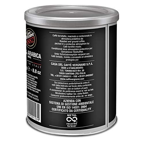 Caffè Vergnano 1882 100% Arabica Ground Coffee for Moka Pot - 250g Tin
