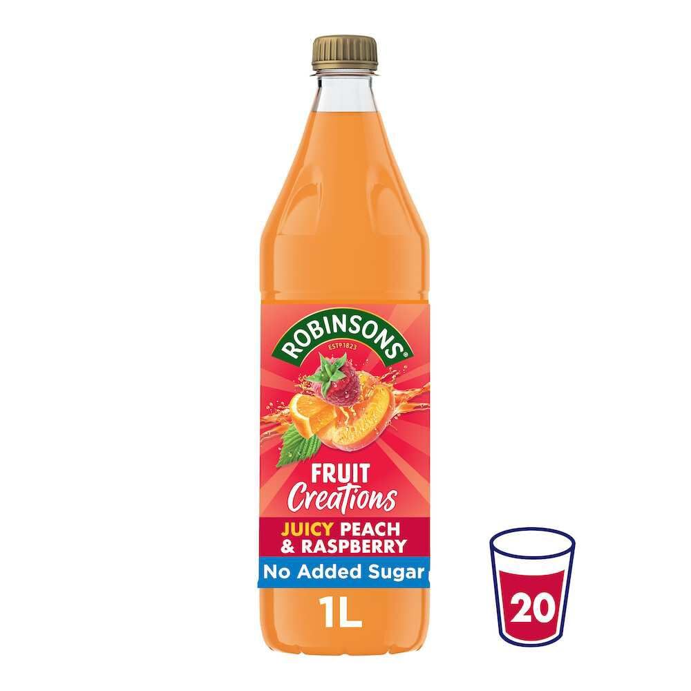 Robinsons Fruit Creations Peach & Raspberry Squash Concentrate | 1L | Low Calorie 2