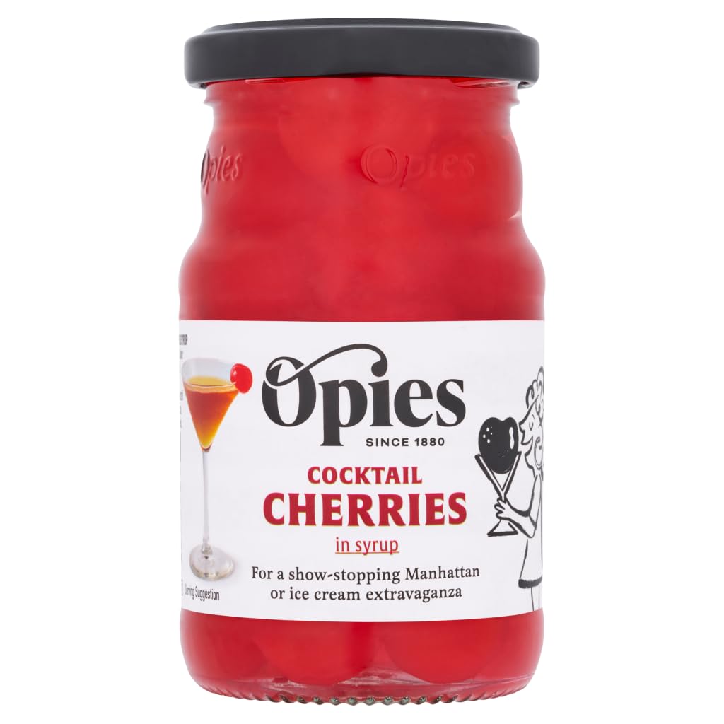 Opies Maraschino Cocktail Cherries - 225g Jar | Vegan & Vegetarian Friendly