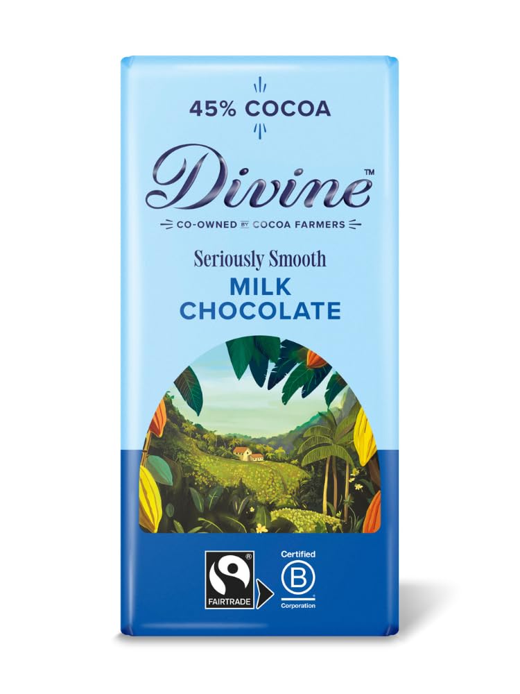 Divine 45% Cocoa Smooth Milk Chocolate Bar | 90g | Fairtrade Certified 1