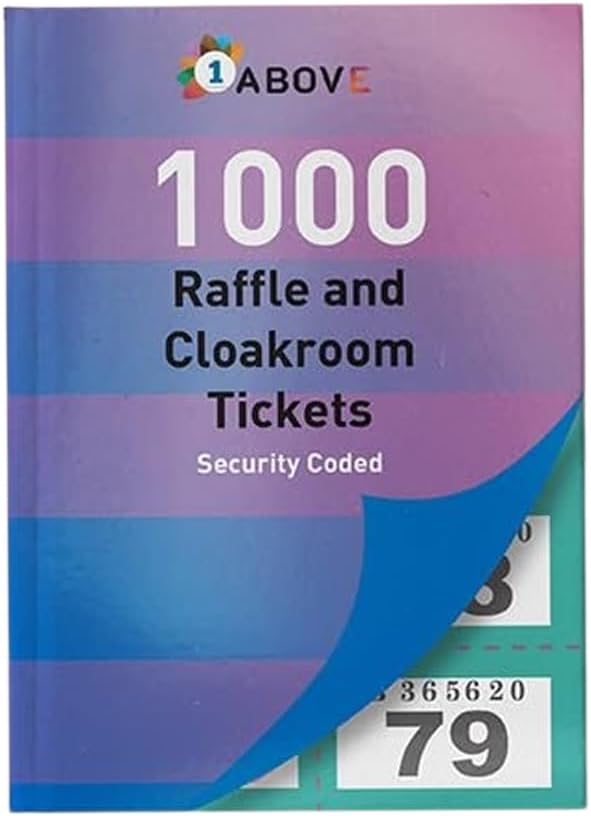 1ABOVE Tombola Raffle Tickets Book - 1000 Numbered Tickets with Security Features