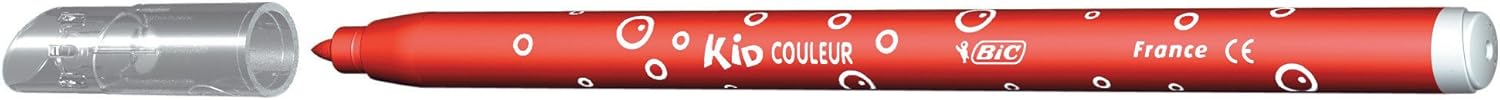 BIC Kids Kid Couleur Felt Tip Pens - Assorted Colors Medium Point Washable Markers for Kids, Pack of 12