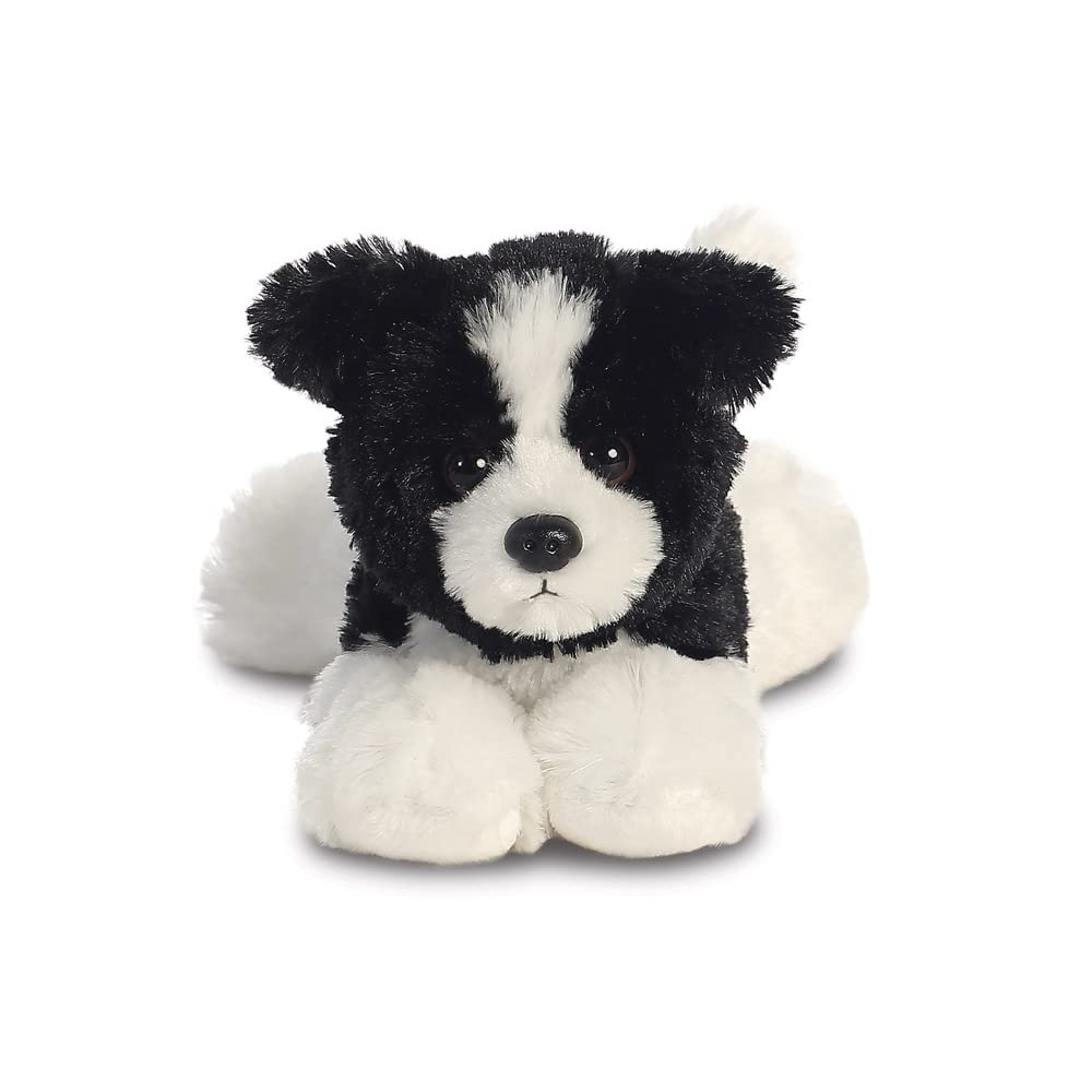 AURORA Mini Flopsie Cami Border Collie Stuffed Animal - 8 Inches Tall | Black & White
