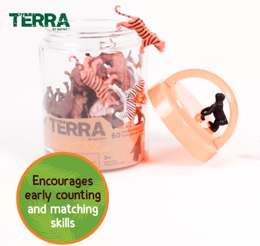 Terra by Battat Wild Animals – 60-Piece Miniature Animal Figurine Set for Kids 3+ 10
