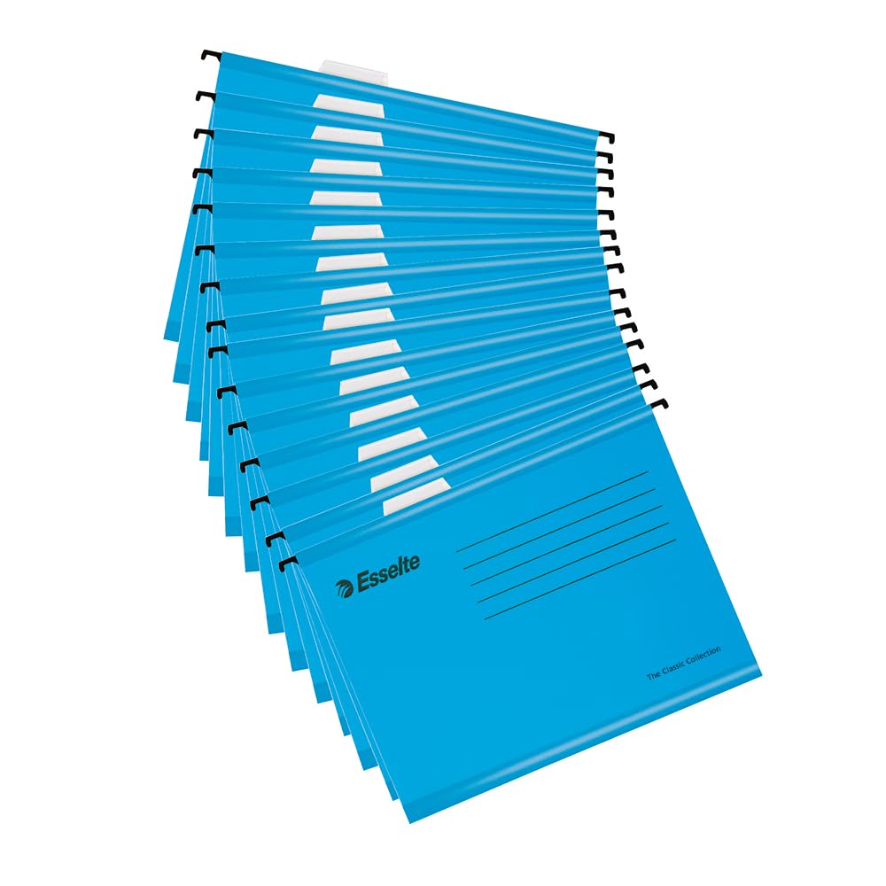 Esselte A4 Reinforced Suspension Filing Cabinet Folders - Pack of 15 | Holds 150 Sheets | Blue 1