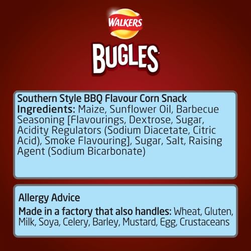 Walkers Bugles Southern Style BBQ Flavour Crisps, 110g Sharing Bag 10
