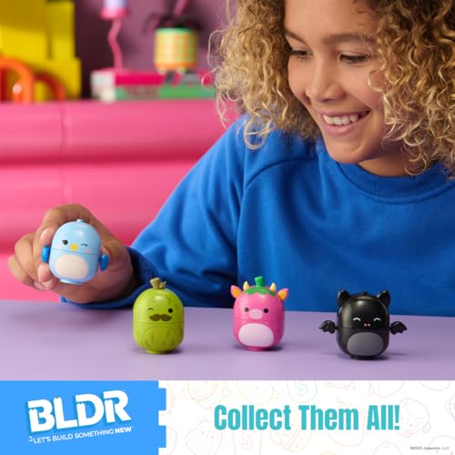 BLDR Squishmallows Buildable Figure 4-Pack - Emily the Bat, Bebe the Bluebird, Cleary the Strawberry Cow, Charles the Pickle 5