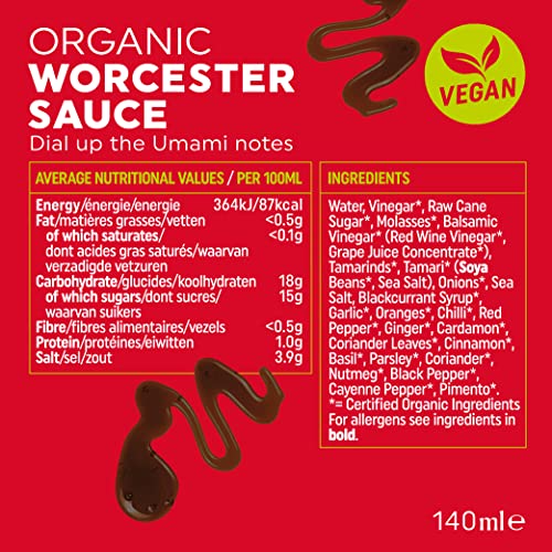 Bonsan Organic Vegan Worcester Sauce 140ml - Yeast Free, GMO Free