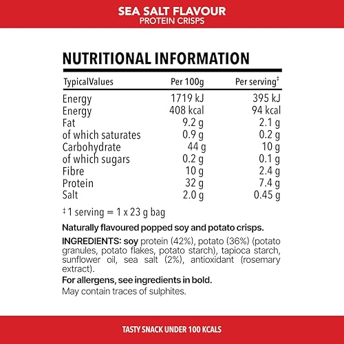 SlimFast Protein Crisps Sea Salt, 94 Calories & 7.4g Protein, Low-Calorie Snack, 12 x 23g Multipack 7